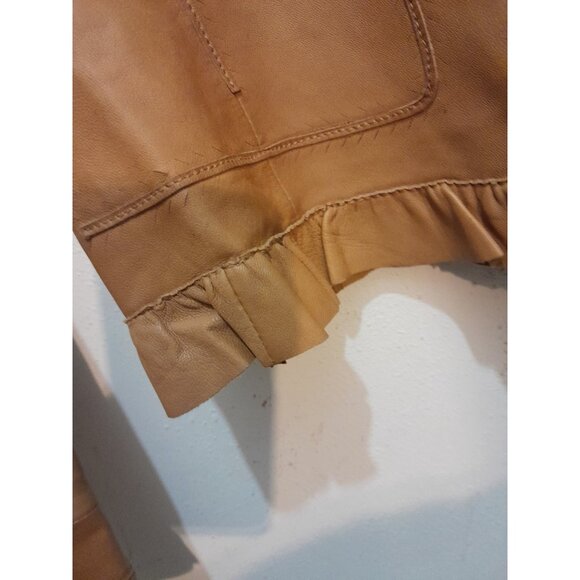 Womens Western Cowgirl Feminine Ruffle Hem Tailored Fit Sz Small Leather Jacket - Picture 3 of 10